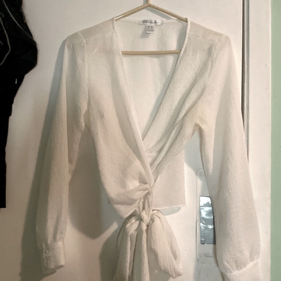 White wrap shirt , sheer material - Picture 1 of 5